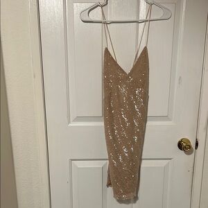 Zara Gold Sequin Slip Dress